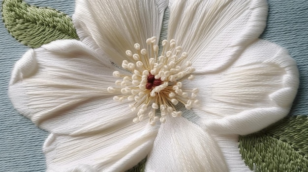 haft kwiatowy na tkaninie